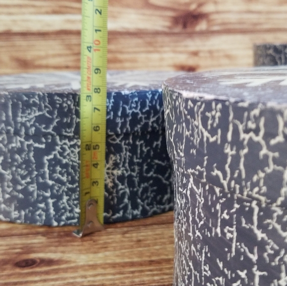 Snowflake Blue Nesting Gift Storage Box Set Paper Decrotive Cardboard Rustic - Picture 14 of 14